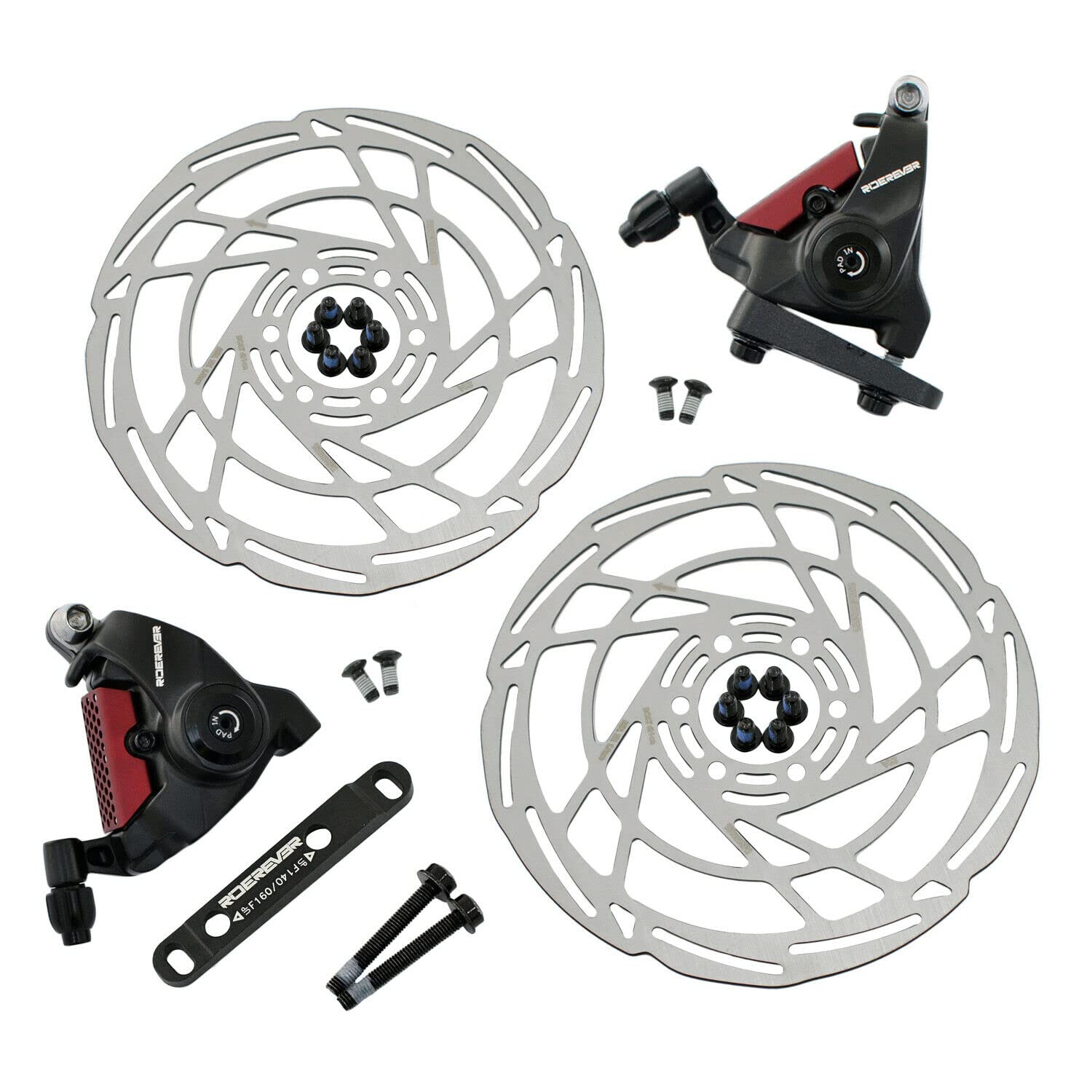 ブレーキ RIDEREVER MCX-2 Flat Mount Dual-piston Mechancial Disc Brake Set w/ 160mm Rotors, Black x Red, RD2321 Amazon | RIDEREVER MCX-2 Flat Mount Dual-piston Mechancial Disc